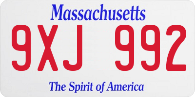 MA license plate 9XJ992