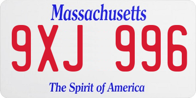 MA license plate 9XJ996