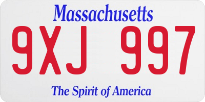 MA license plate 9XJ997