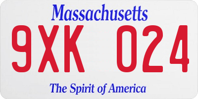 MA license plate 9XK024