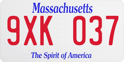 MA license plate 9XK037
