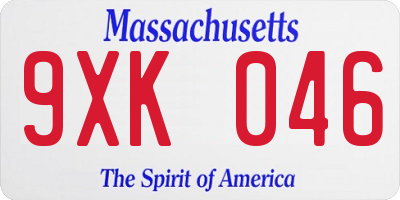 MA license plate 9XK046