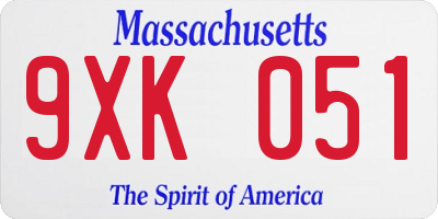 MA license plate 9XK051