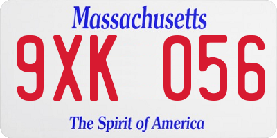 MA license plate 9XK056
