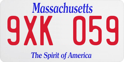 MA license plate 9XK059