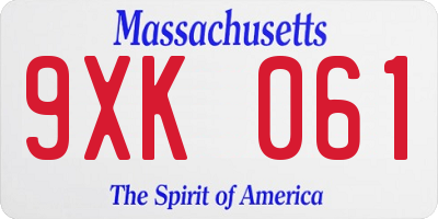 MA license plate 9XK061