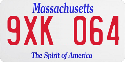 MA license plate 9XK064