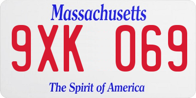 MA license plate 9XK069