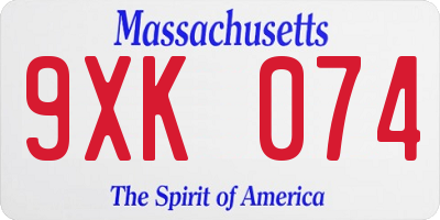 MA license plate 9XK074