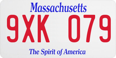 MA license plate 9XK079