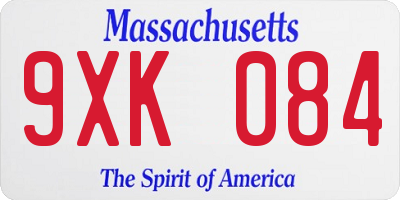MA license plate 9XK084