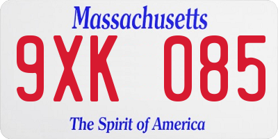 MA license plate 9XK085