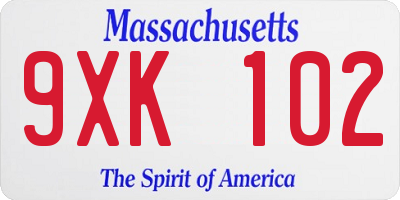MA license plate 9XK102
