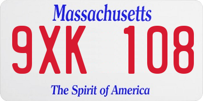 MA license plate 9XK108