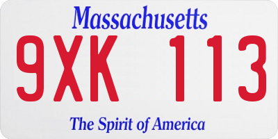 MA license plate 9XK113