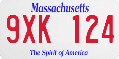 MA license plate 9XK124
