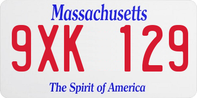 MA license plate 9XK129