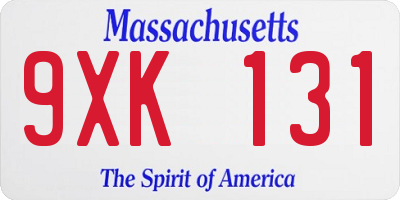 MA license plate 9XK131