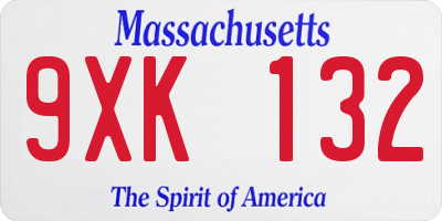 MA license plate 9XK132