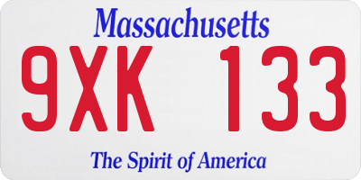 MA license plate 9XK133