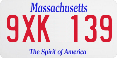 MA license plate 9XK139