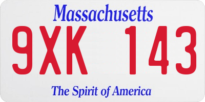 MA license plate 9XK143