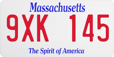 MA license plate 9XK145