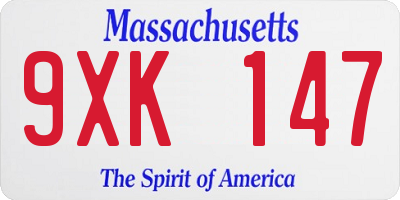 MA license plate 9XK147