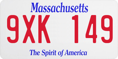 MA license plate 9XK149