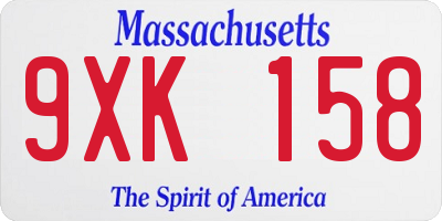 MA license plate 9XK158