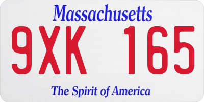 MA license plate 9XK165