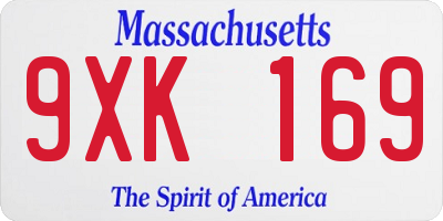 MA license plate 9XK169