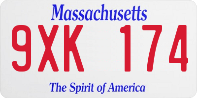 MA license plate 9XK174