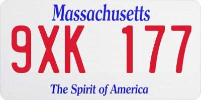 MA license plate 9XK177