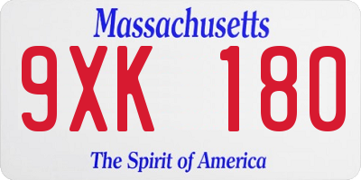 MA license plate 9XK180