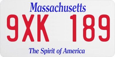 MA license plate 9XK189