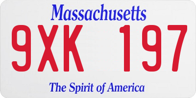 MA license plate 9XK197