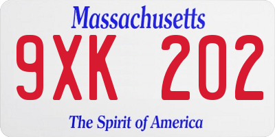 MA license plate 9XK202