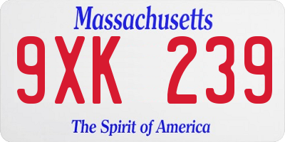 MA license plate 9XK239