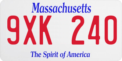 MA license plate 9XK240
