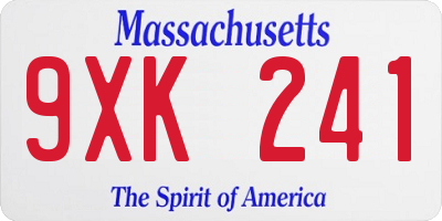 MA license plate 9XK241