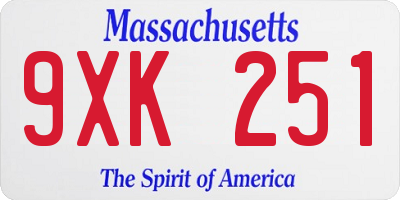 MA license plate 9XK251