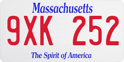MA license plate 9XK252