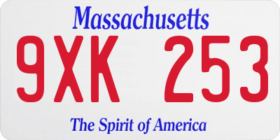 MA license plate 9XK253