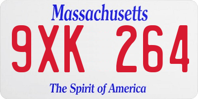 MA license plate 9XK264
