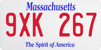 MA license plate 9XK267