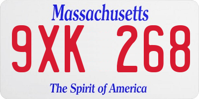 MA license plate 9XK268