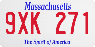 MA license plate 9XK271