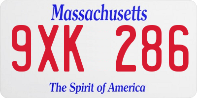 MA license plate 9XK286