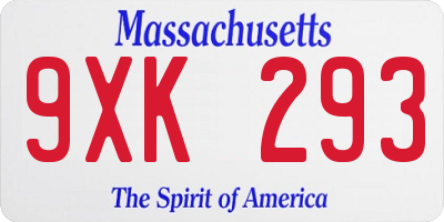 MA license plate 9XK293